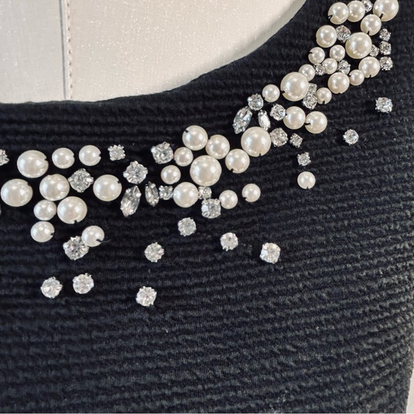 Banana Republic black with pearls silver jewels back zipper tank Size L - Picture 2 of 10